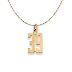 14k Yellow Gold, Alumni Small Elongated Number 39 Necklace - 24 Inch
